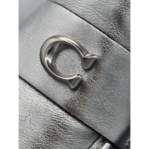 Coach Leah Metallic Leather Silver Loafers Chunky Heel SIZE 8.5 B NEW MSRP $195 main image 10